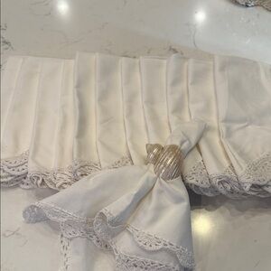 Elegant White Napkin Set (12) with crocheted edging